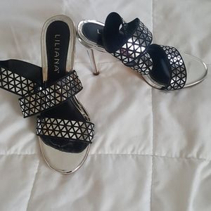 Silver and black sandal/heels